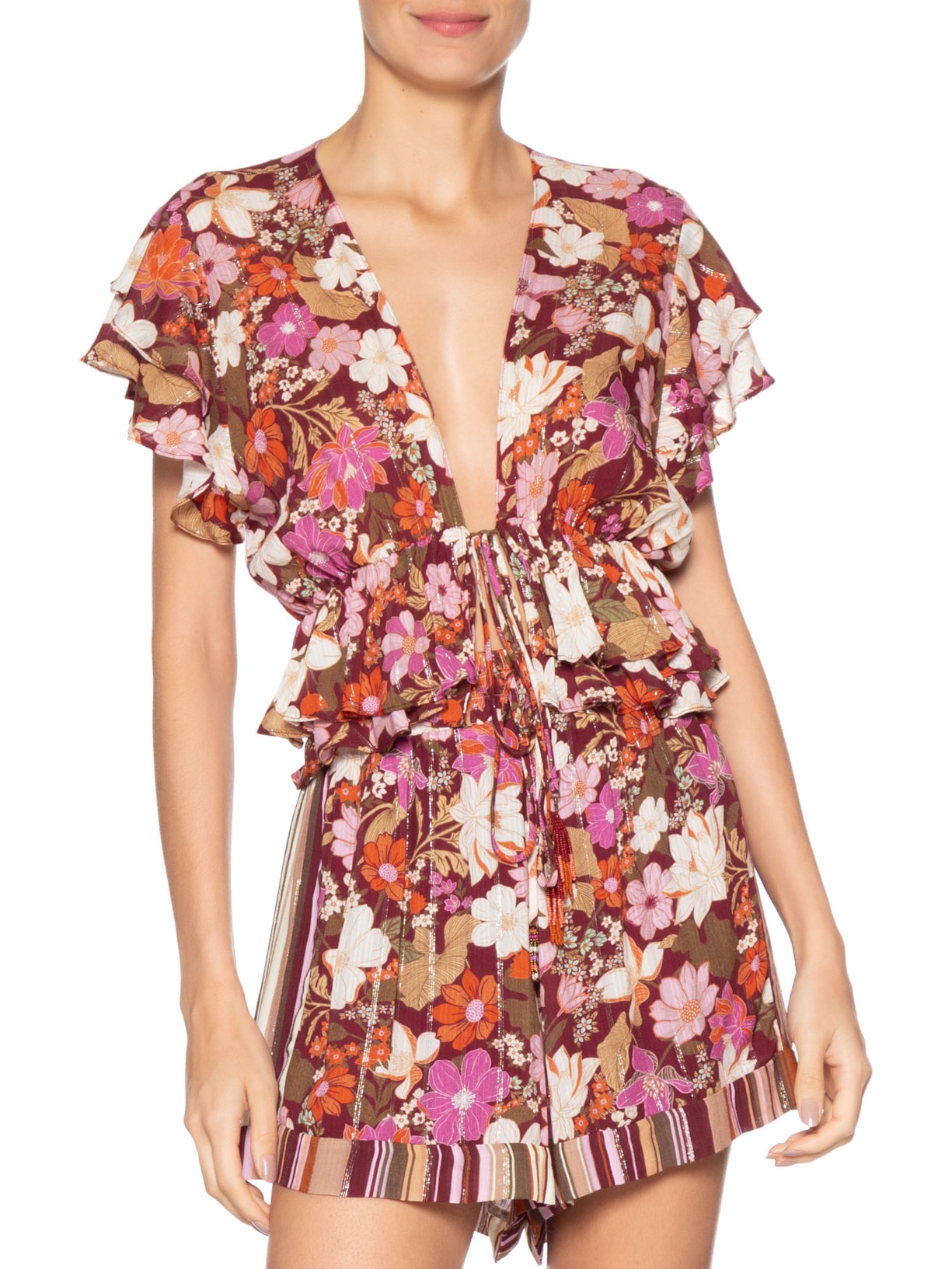 Blusa Feminina Lurex Estampa Jasmin Solar Rosa Dress To