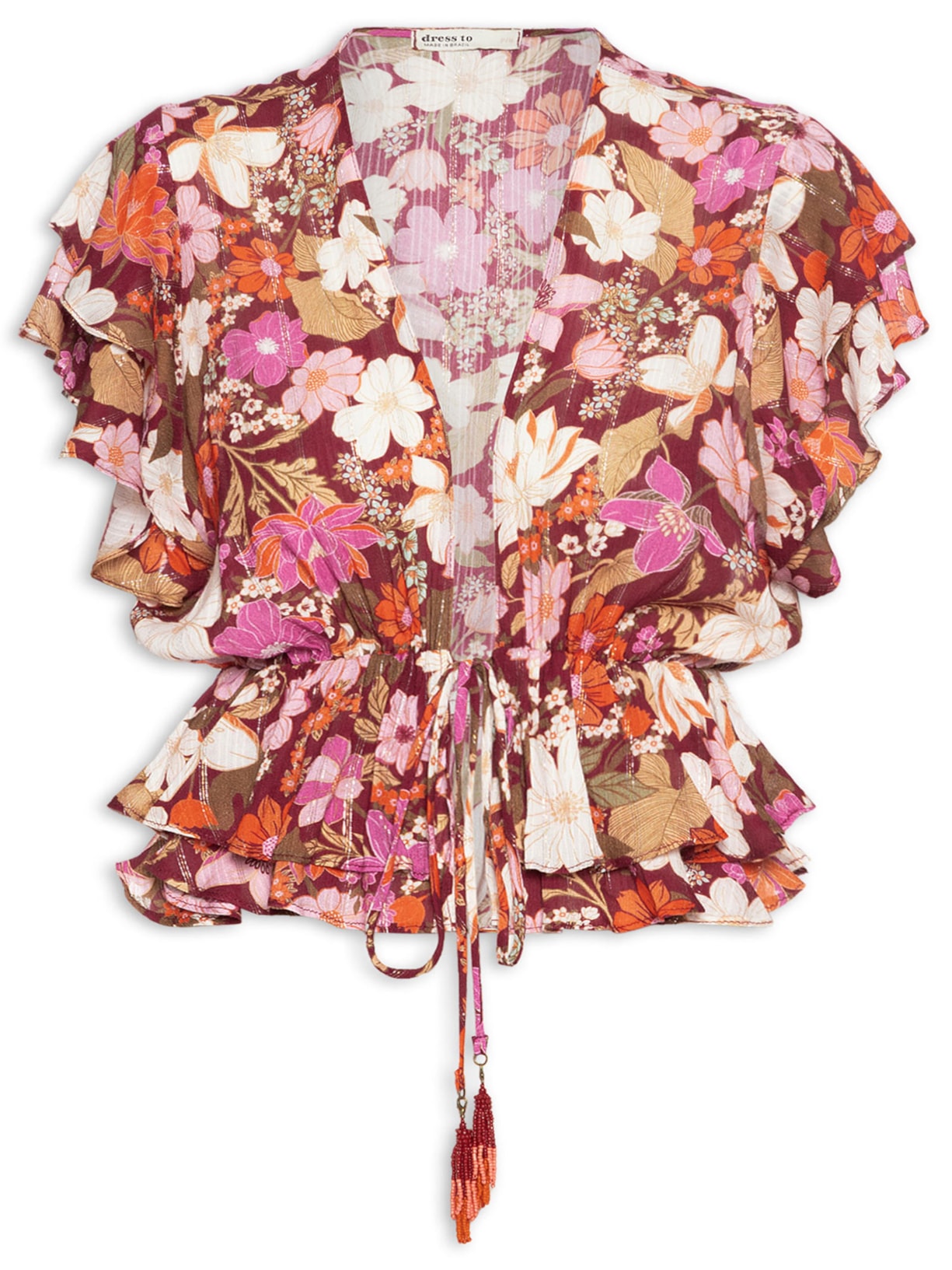 Blusa Feminina Lurex Estampa Jasmin Solar Rosa Dress To