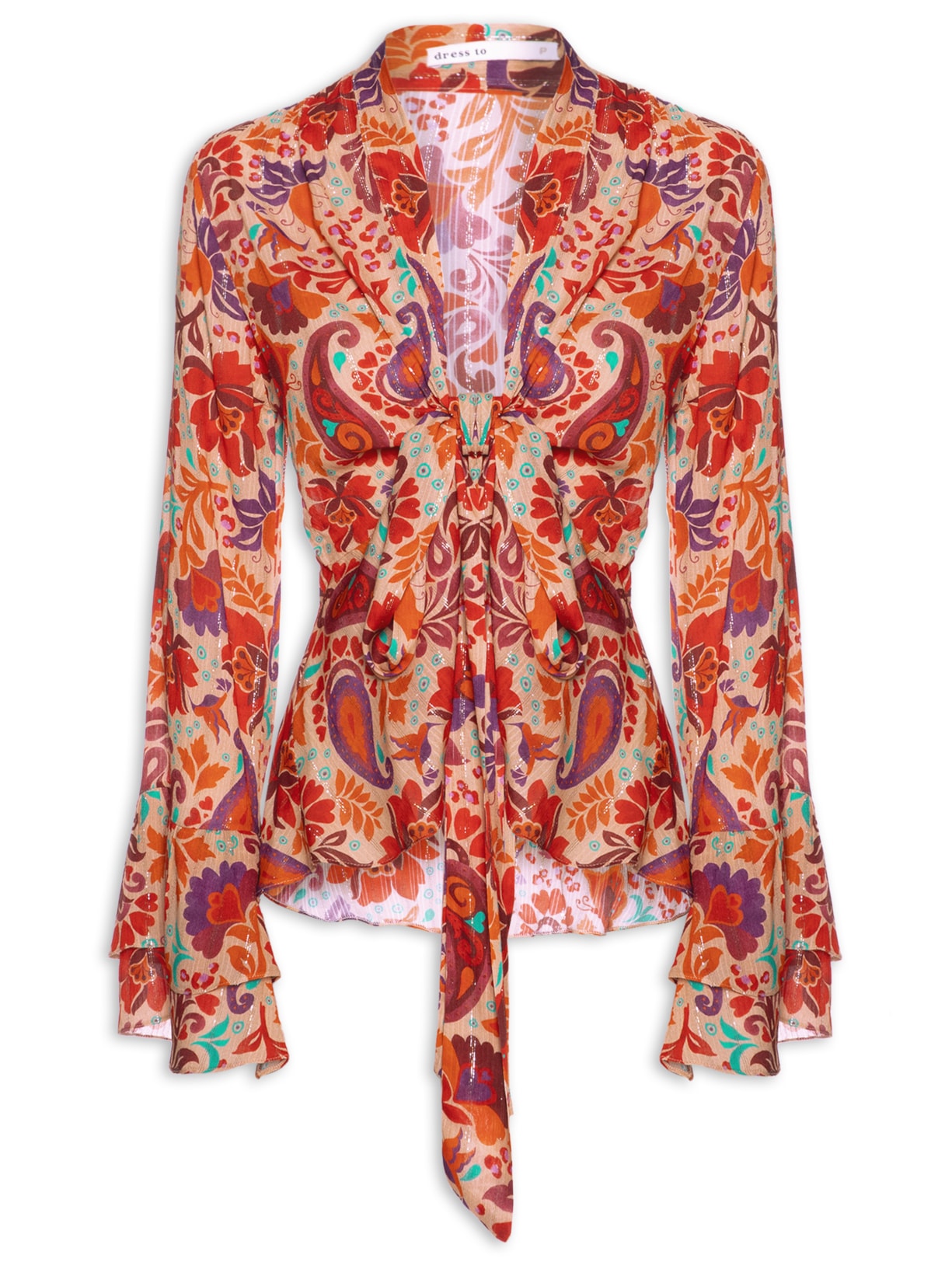 Blusa Feminina Lurex Estampa Mantra - Laranja