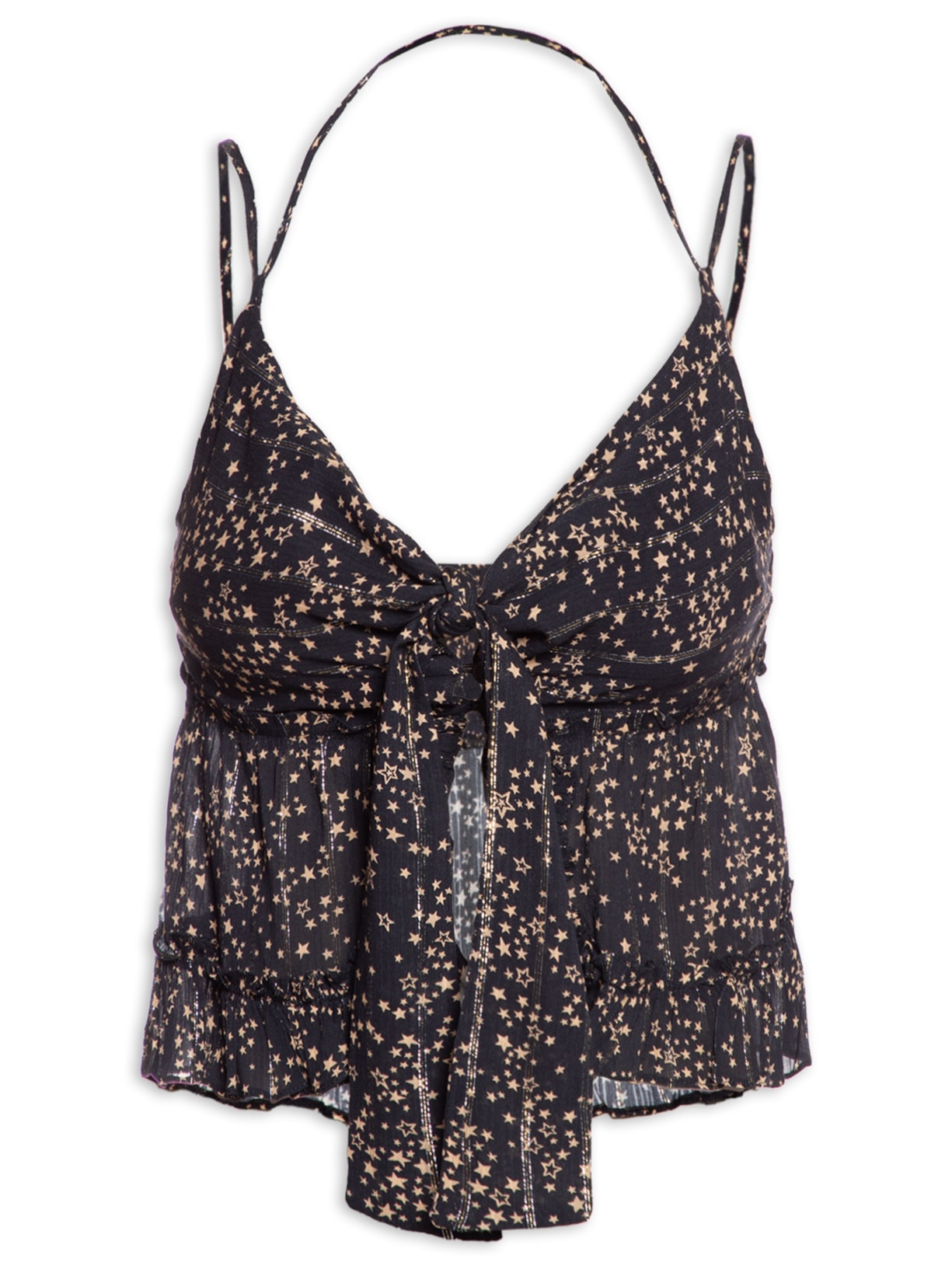 Blusa Feminina Lurex Estampa Sideral - Preto