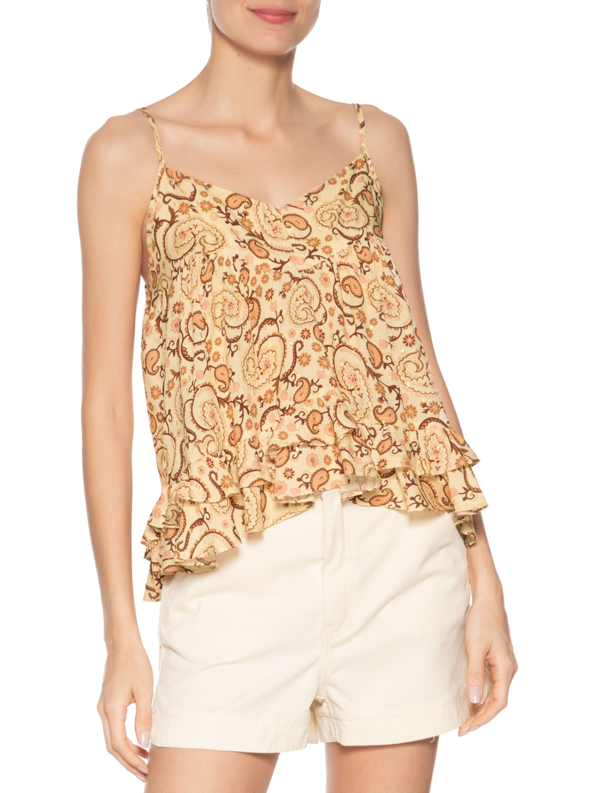 Blusa Feminina Lurex Estampa Suspiro Bege Dress To