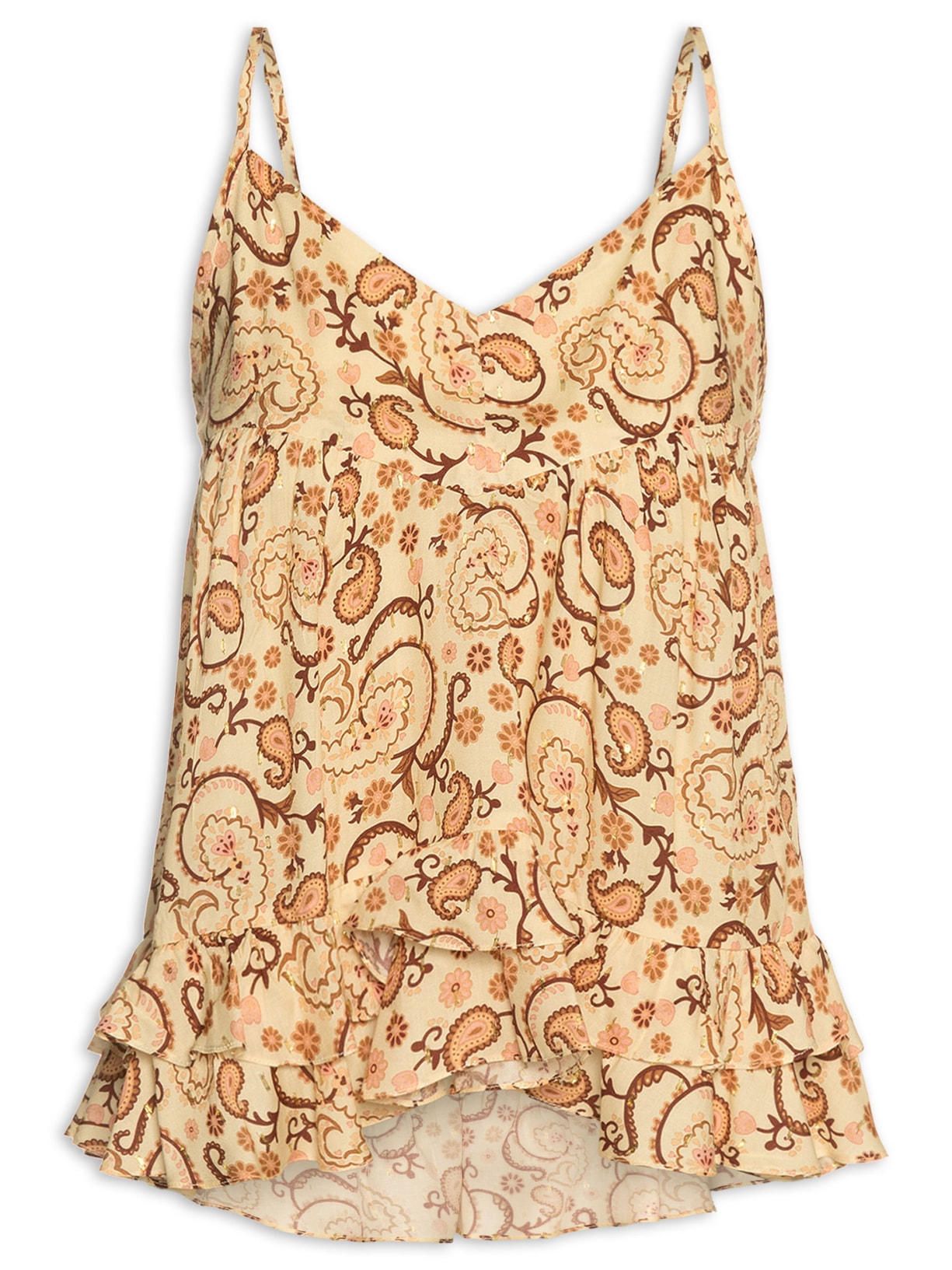 Blusa Feminina Lurex Estampa Suspiro - Bege