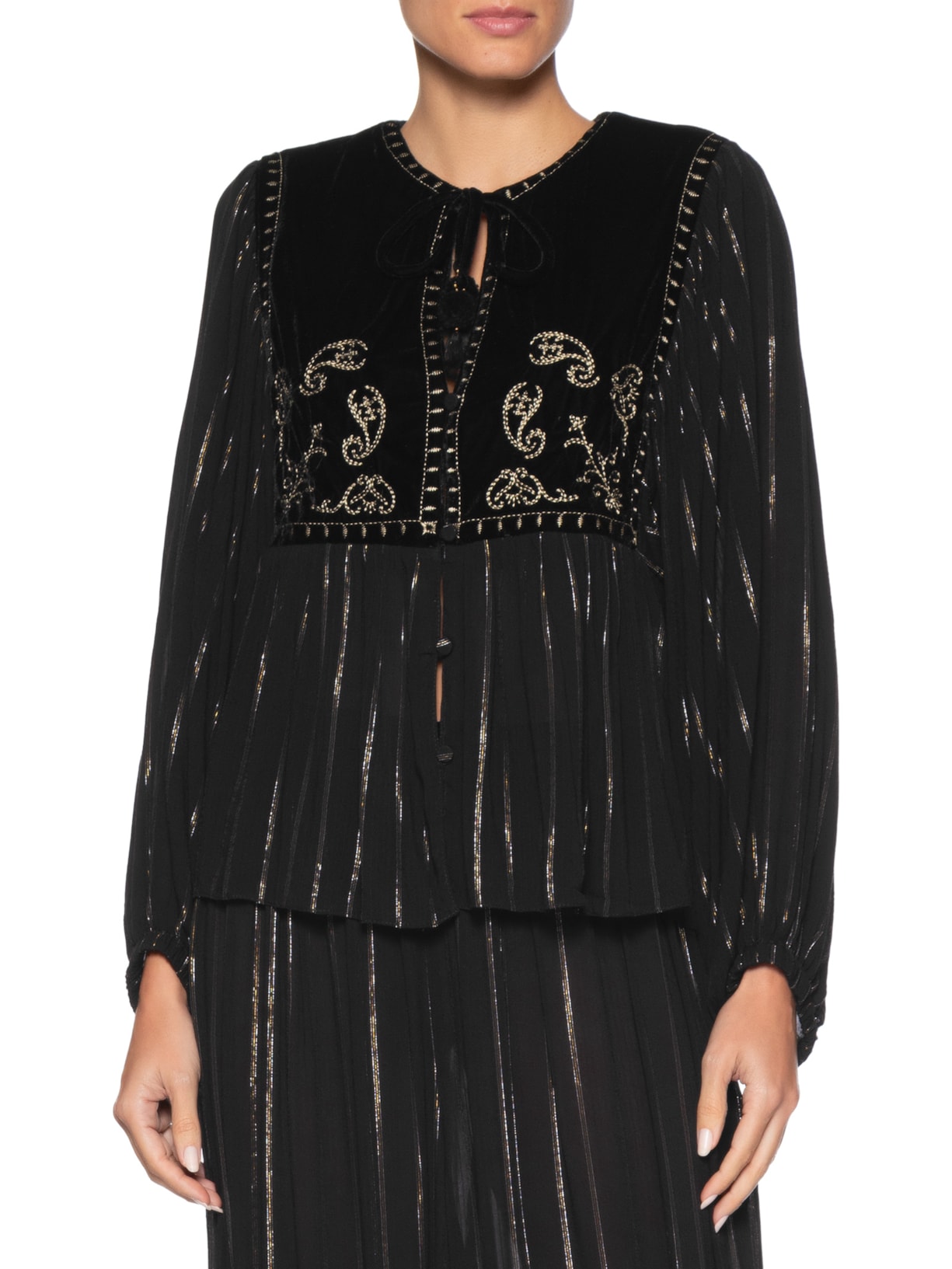 Blusa Feminina Lurex Pala Veludo Preto Dress To