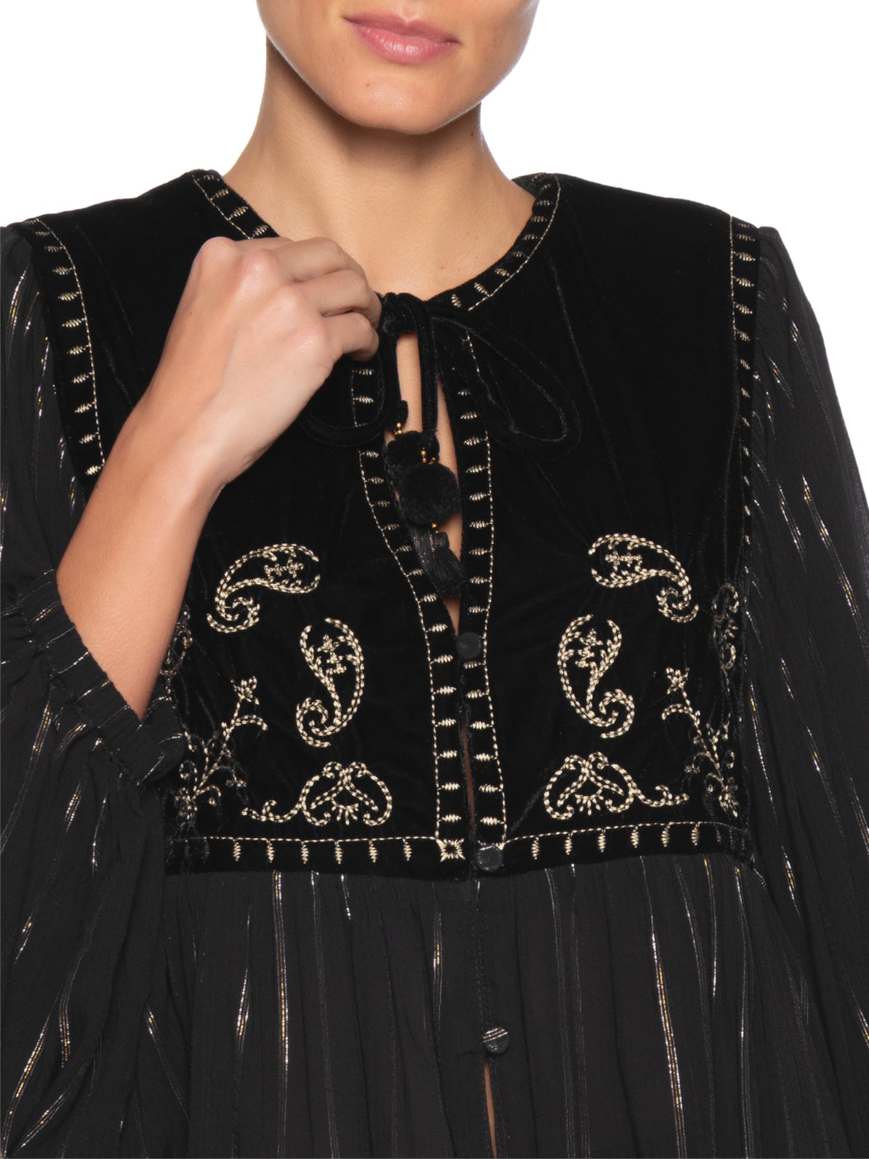Blusa Feminina Lurex Pala Veludo Preto Dress To