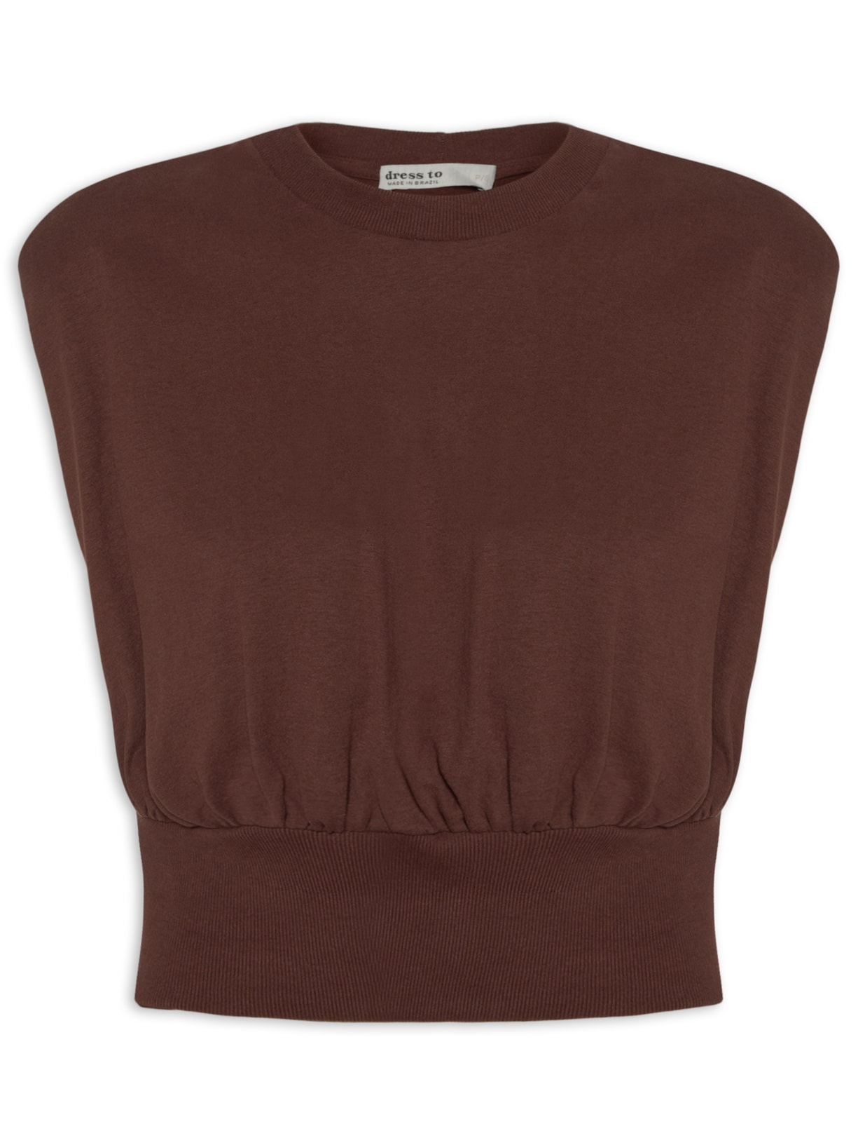 Blusa Feminina Malha Com Ribana - Marrom