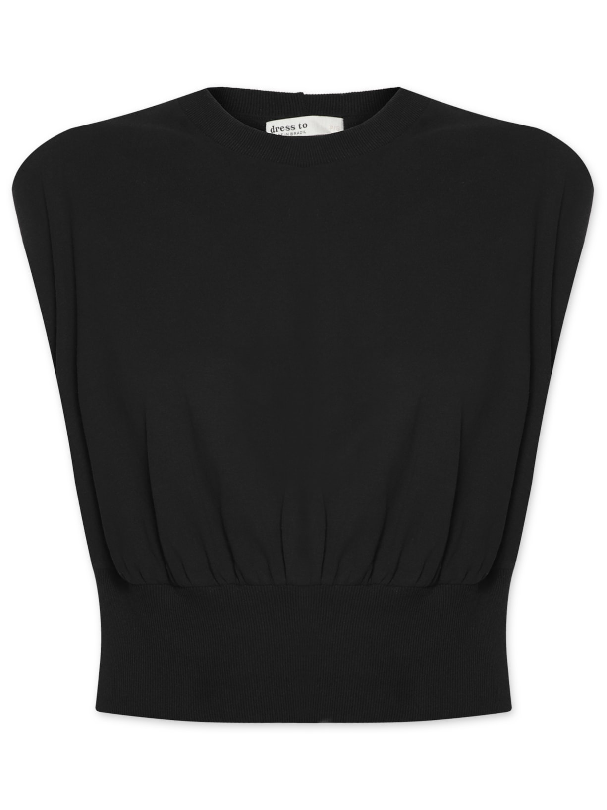 Blusa Feminina Malha Com Ribana - Preto