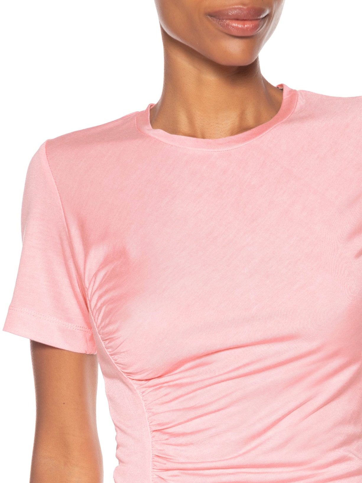 Blusa Feminina Malha Franzido Lateral Rosa Andrea Marques