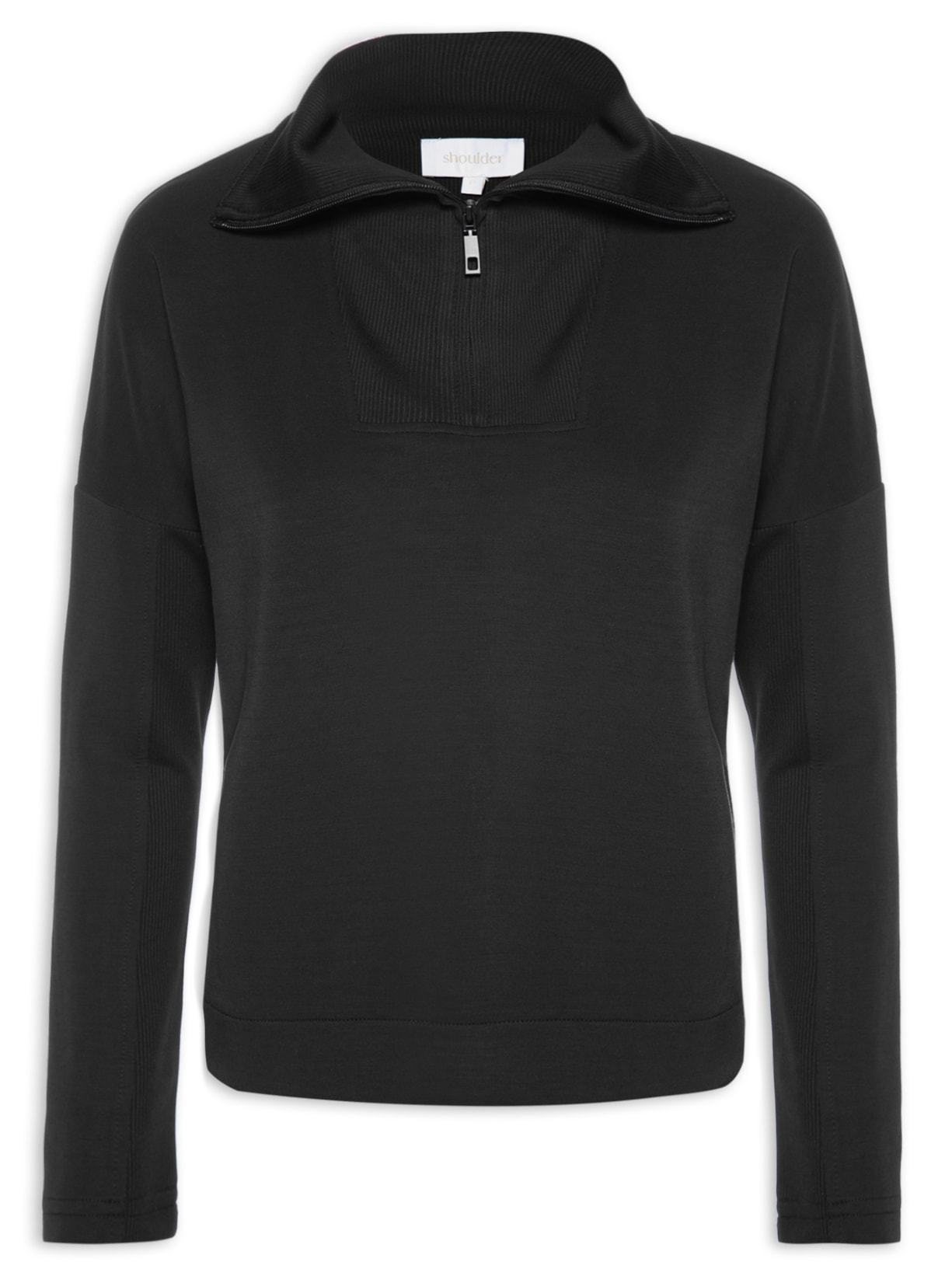 Blusa Feminina Malha Gola Polo - Preto