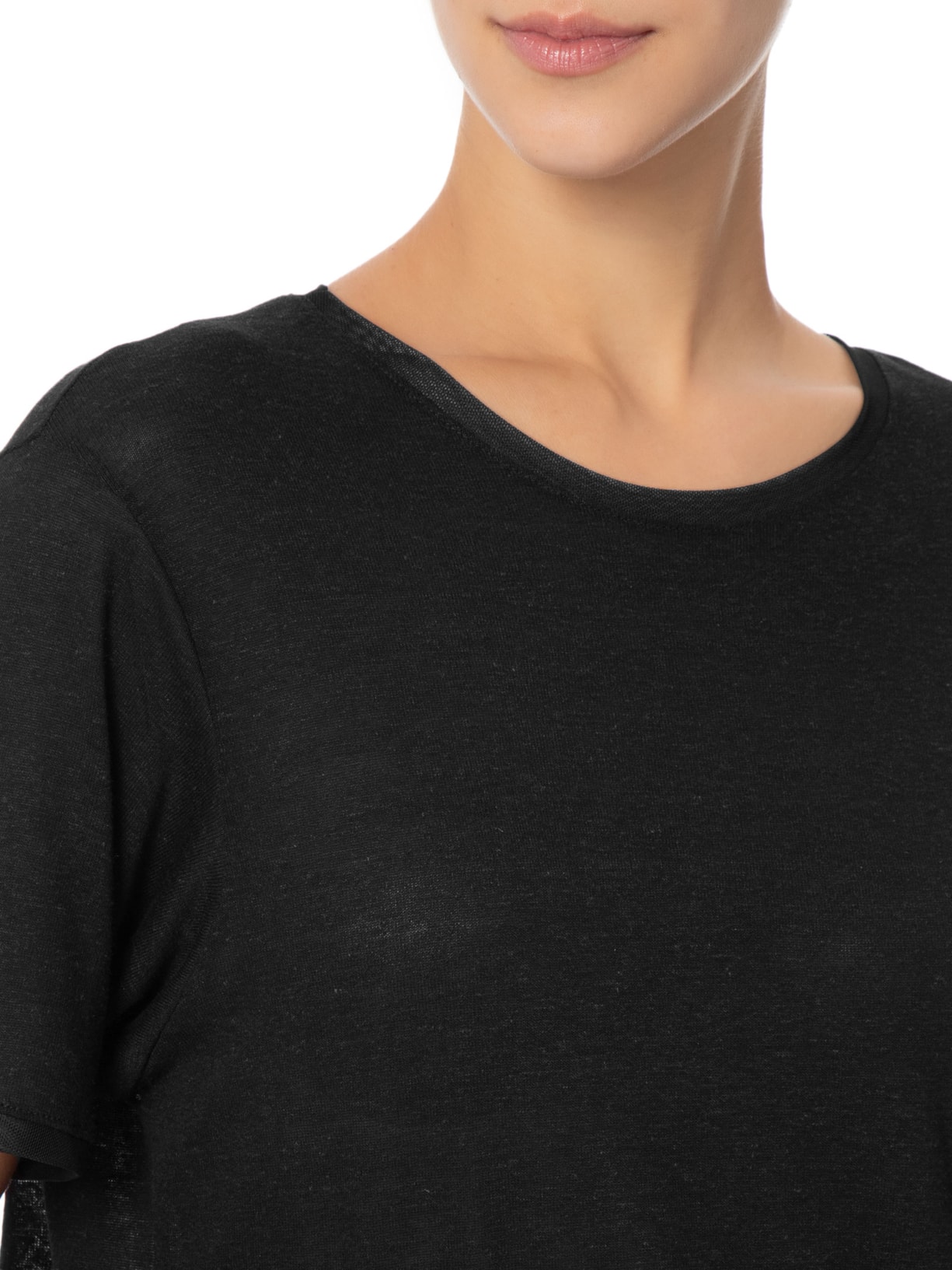 Blusa Feminina Malha Linen Fenda Costas Preto Osklen
