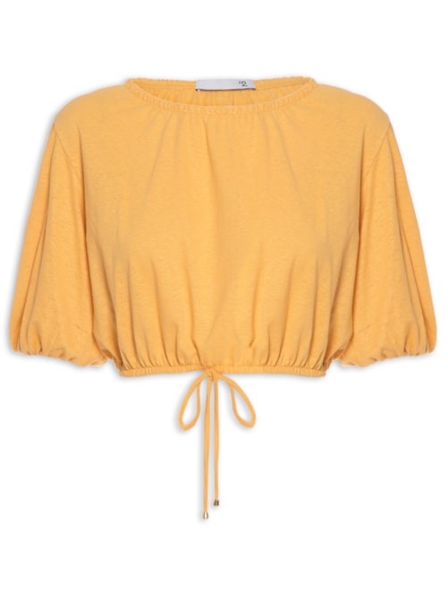 Blusa Feminina Malha Linho - Amarelo