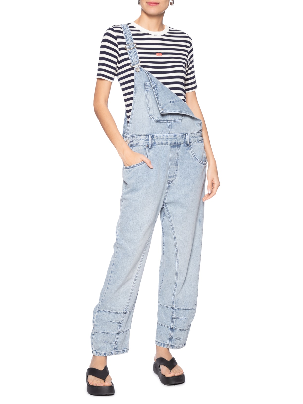  Blusa Feminina Malha Listrada Azul Animale Jeans