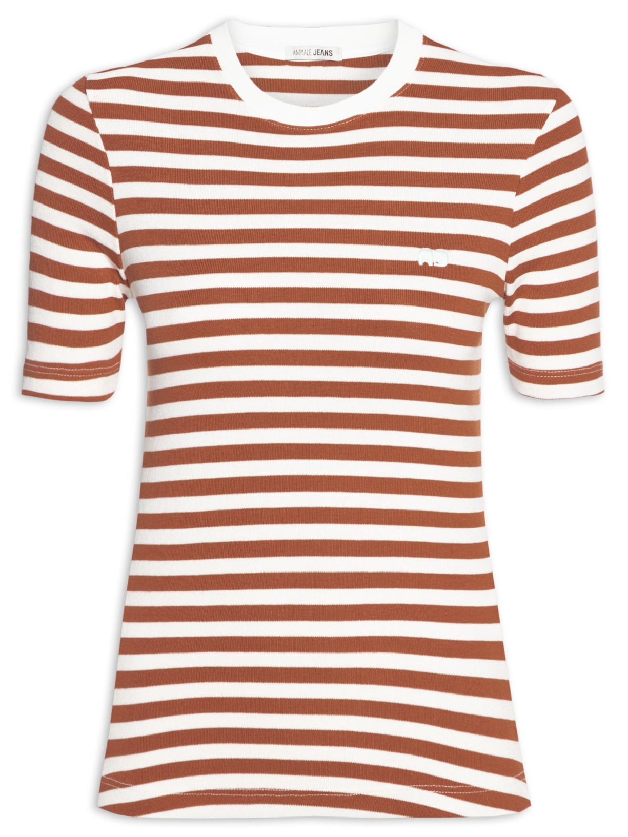 Blusa Feminina Malha Manga Curta Basic Listrada - Marrom