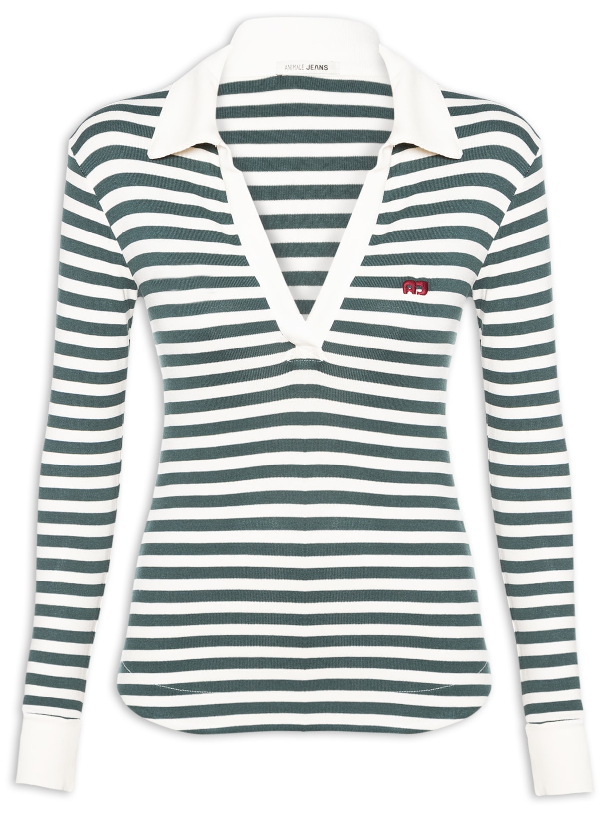 Blusa Feminina Malha Manga Longa Polo Listrada - Verde