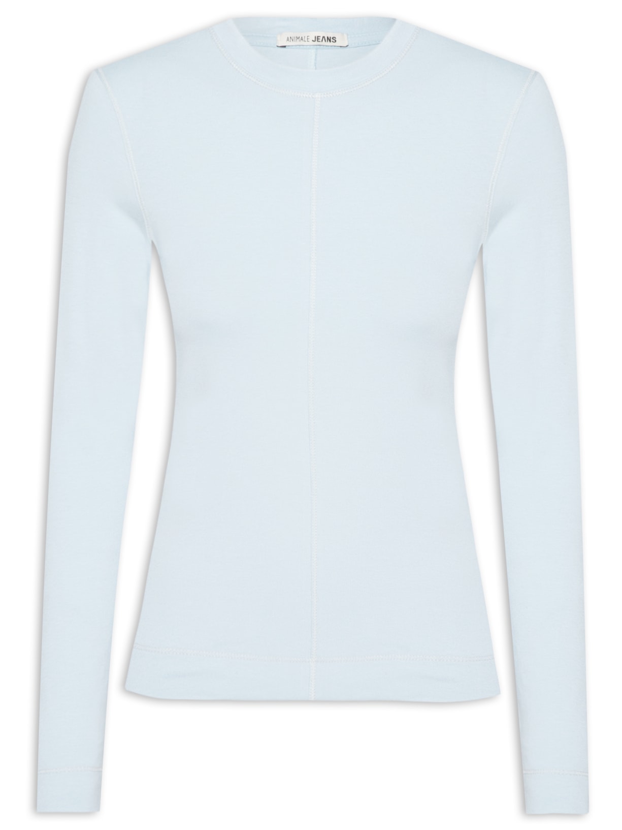 Blusa Feminina Malha Manga Longa Recorte Central - Azul