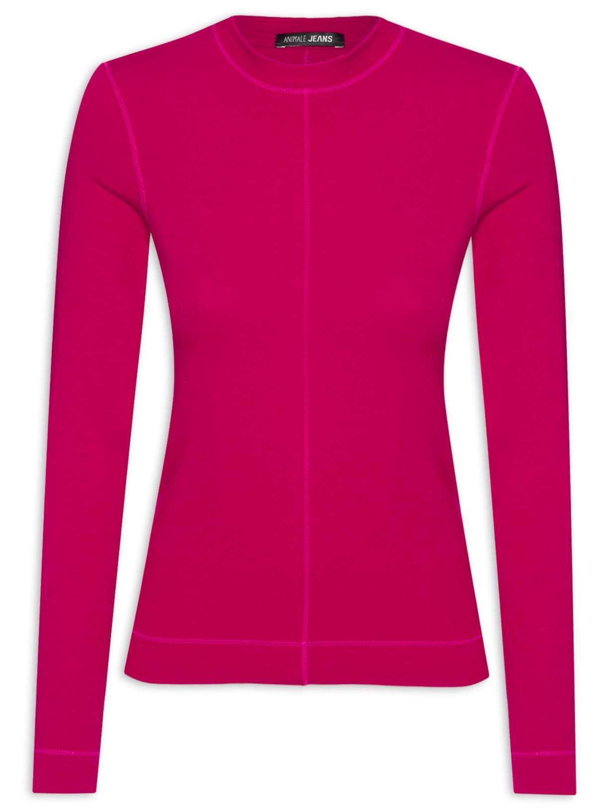 Blusa Feminina Malha Manga Longa Recorte Central - Vermelho