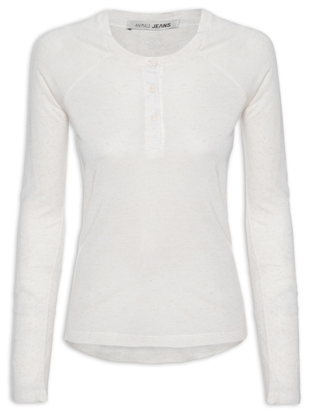Blusa Feminina Malha Raglan Botões - Branco