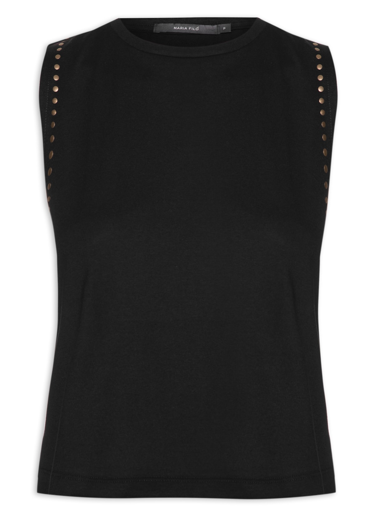 Blusa Feminina Malha Tachas Cava - Preto