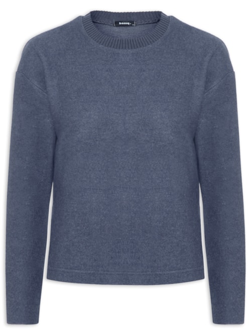 Blusa Feminina Malha Tricot Manga Longa – Azul