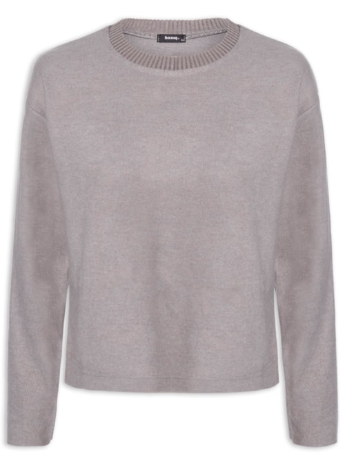 Blusa Feminina Malha Tricot Manga Longa – Cinza