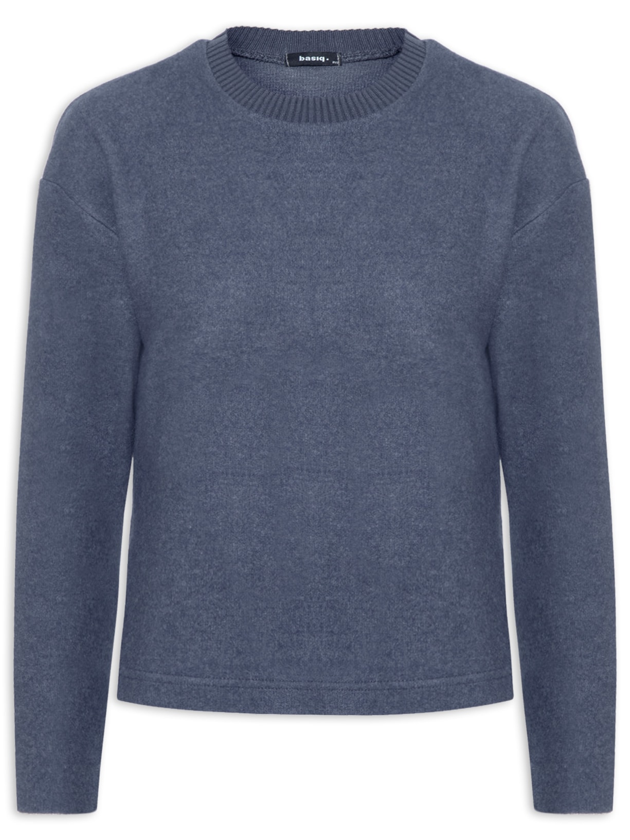 Blusa Feminina Malha Tricot Manga Longa – Azul Basiq