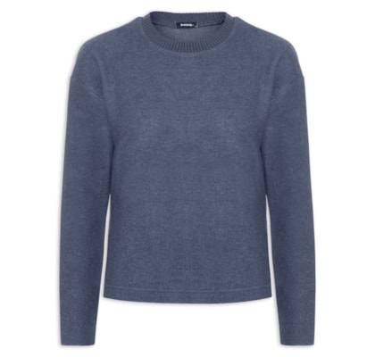 Blusa Feminina Malha Tricot Manga Longa – Azul