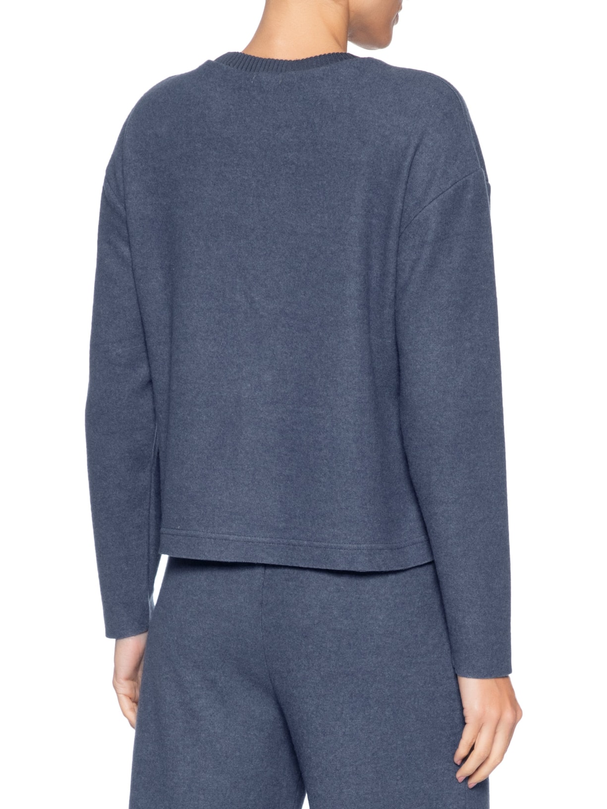 Blusa Feminina Malha Tricot Manga Longa – Azul Basiq