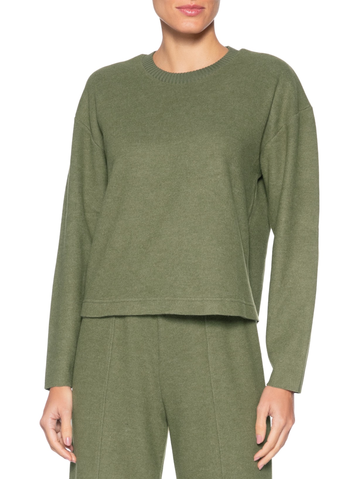 Blusa Feminina Malha Tricot Manga Longa – Verde Basiq