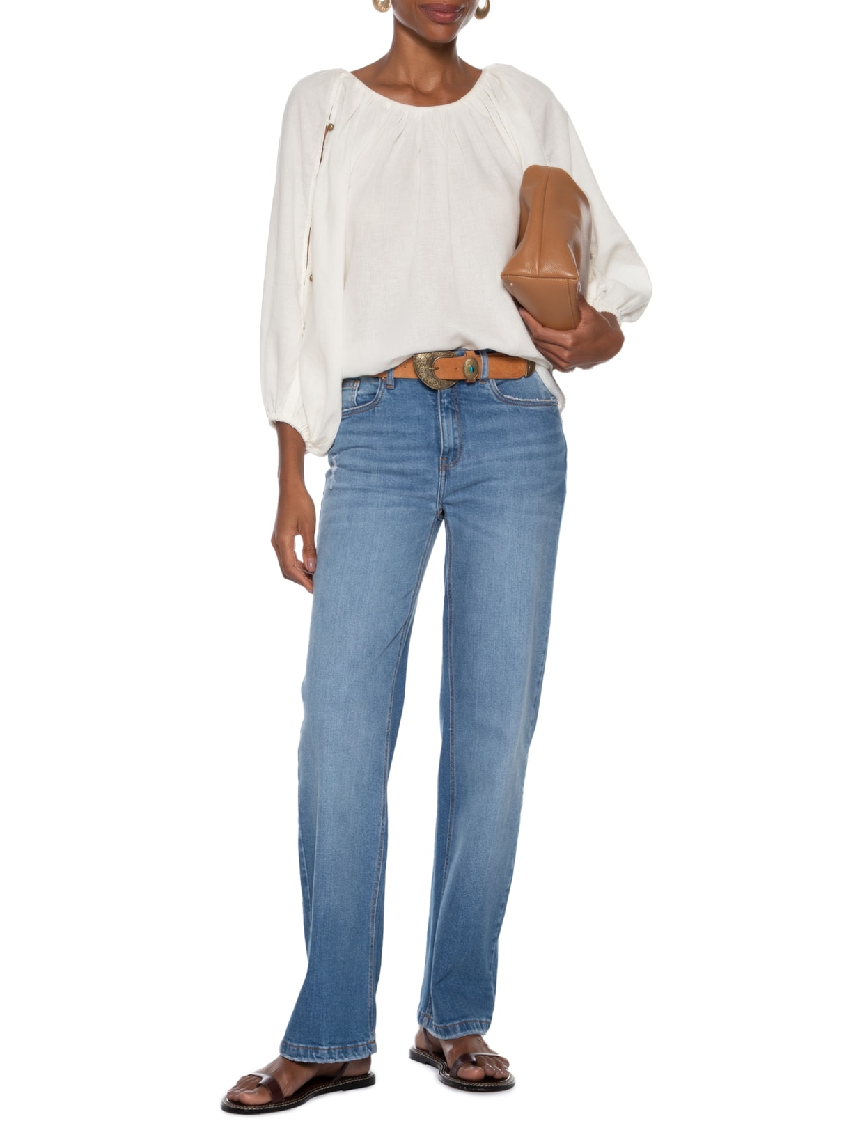 Blusa Feminina Manga Botões Branco Maria Filó