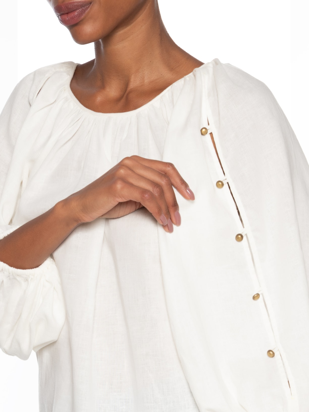 Blusa Feminina Manga Botões Branco Maria Filó