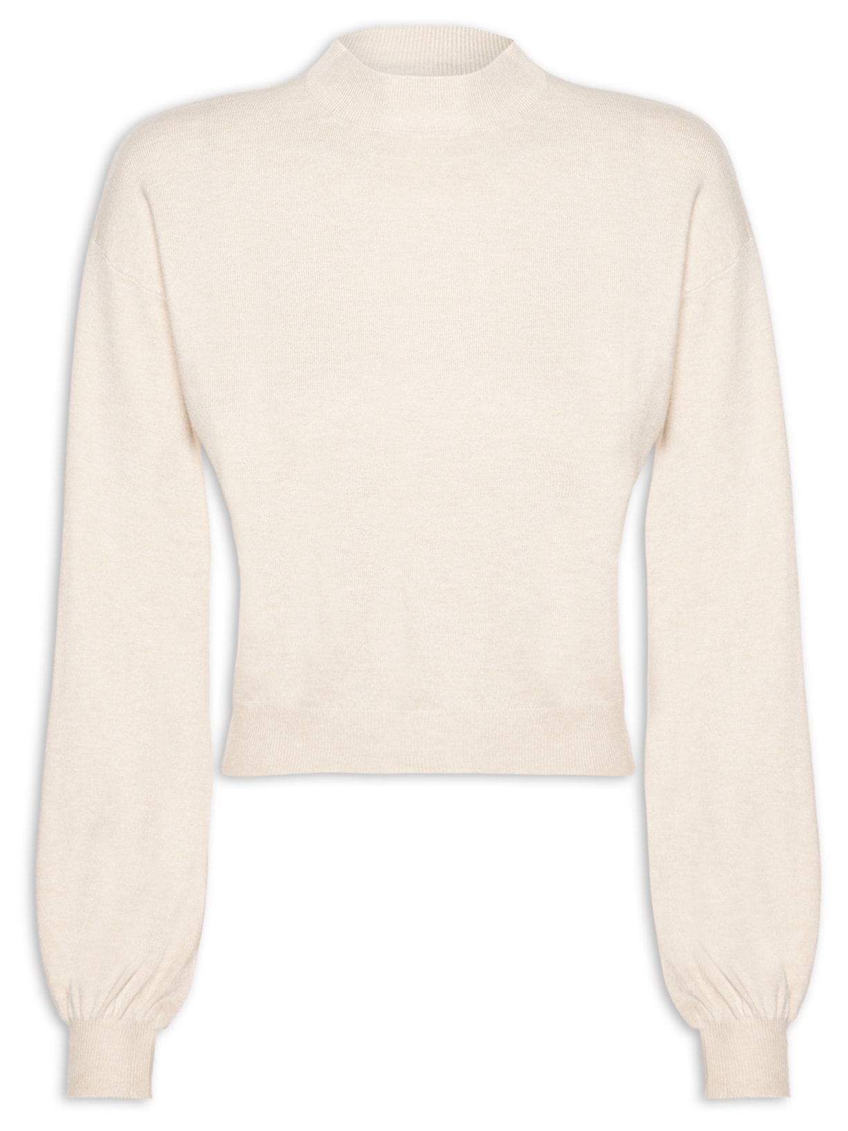 Blusa Feminina Manga Bufante Em Tricot Bege '2Essential