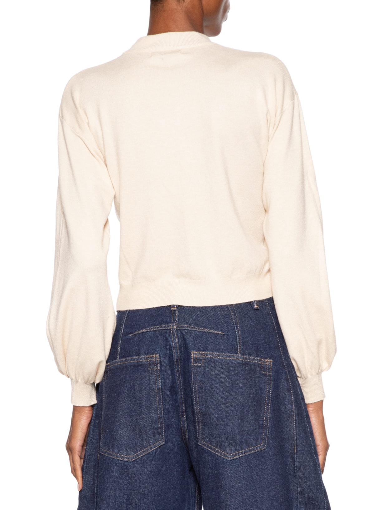 Blusa Feminina Manga Bufante Em Tricot Bege '2Essential