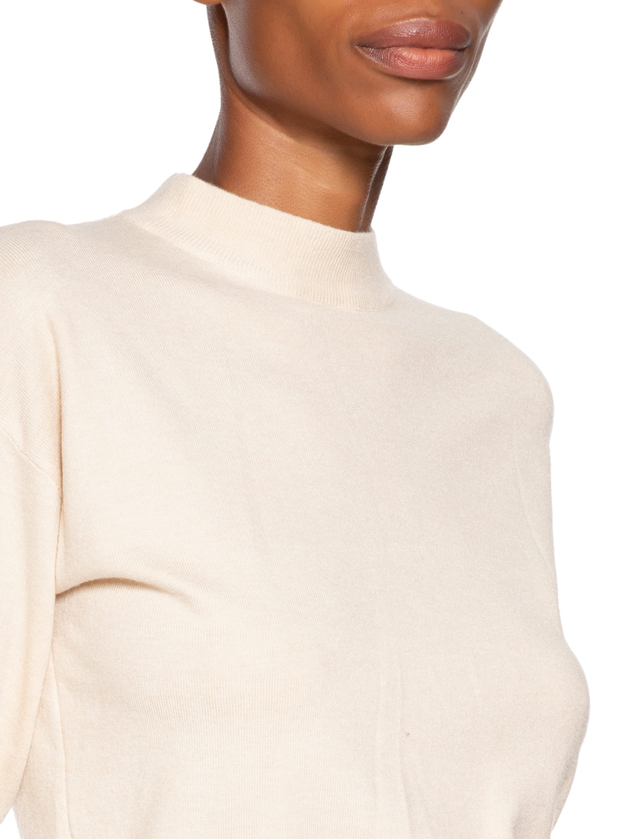 Blusa Feminina Manga Bufante Em Tricot Bege '2Essential