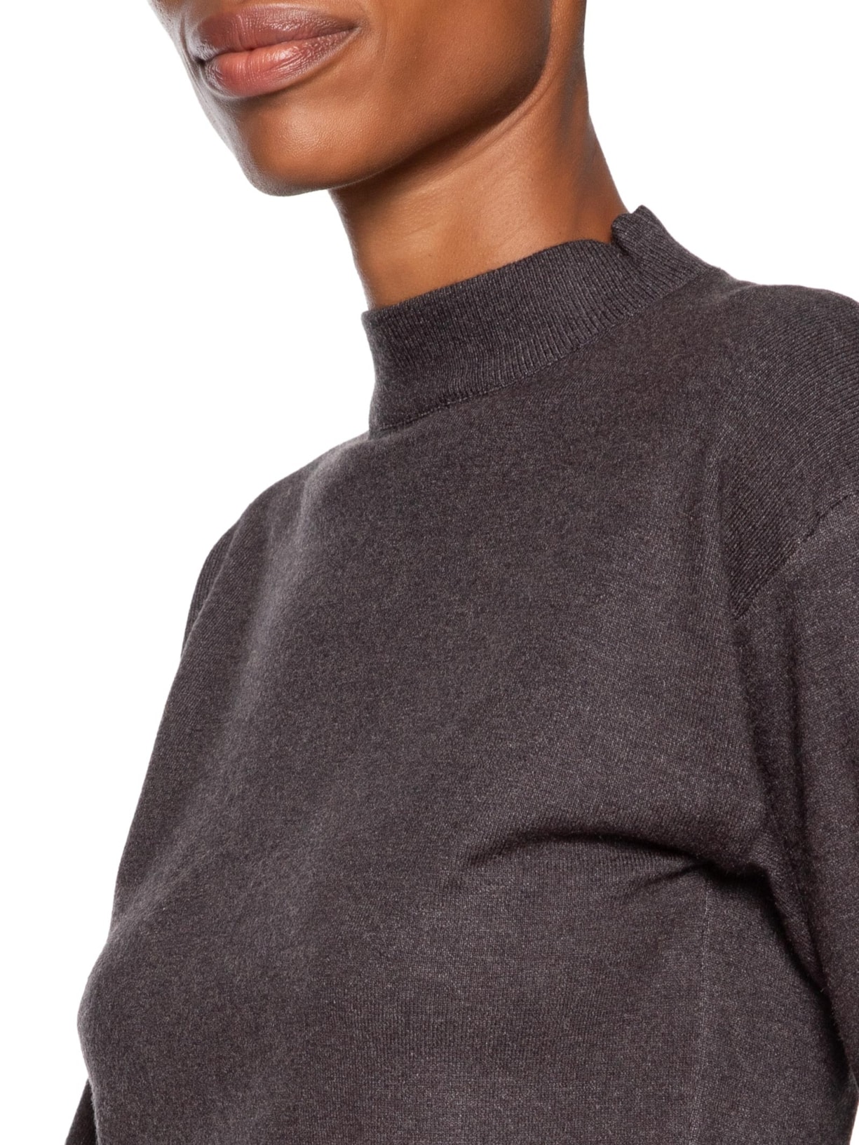 Blusa Feminina Manga Bufante Em Tricot Cinza '2Essential