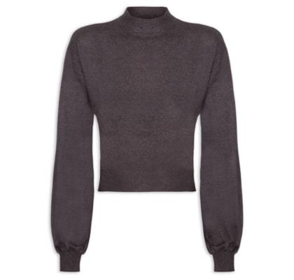 Blusa Feminina Manga Bufante Em Tricot - Cinza