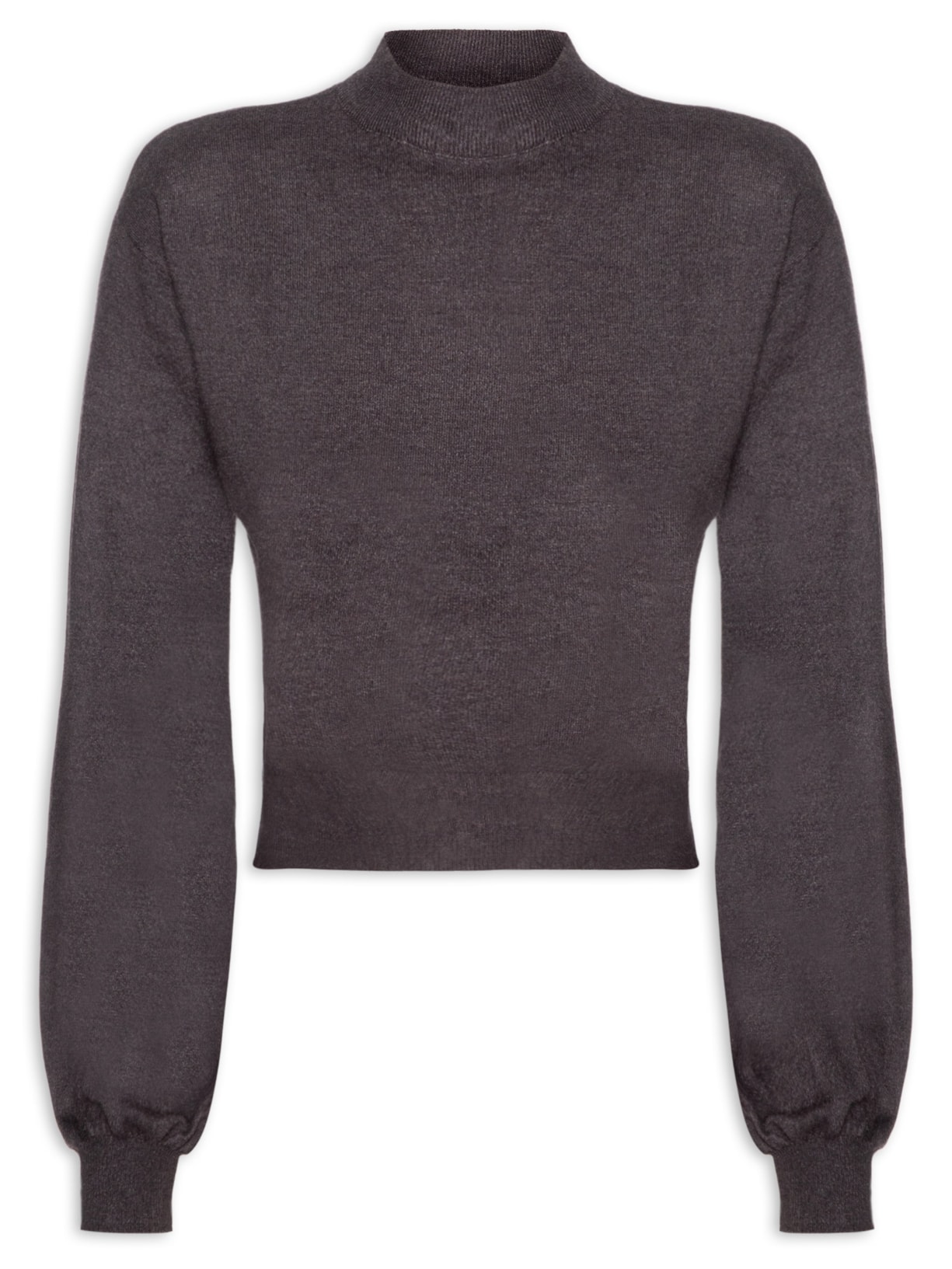 Blusa Feminina Manga Bufante Em Tricot - Cinza