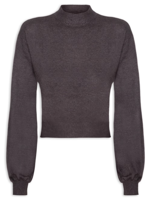 Blusa Feminina Manga Bufante Em Tricot - Cinza