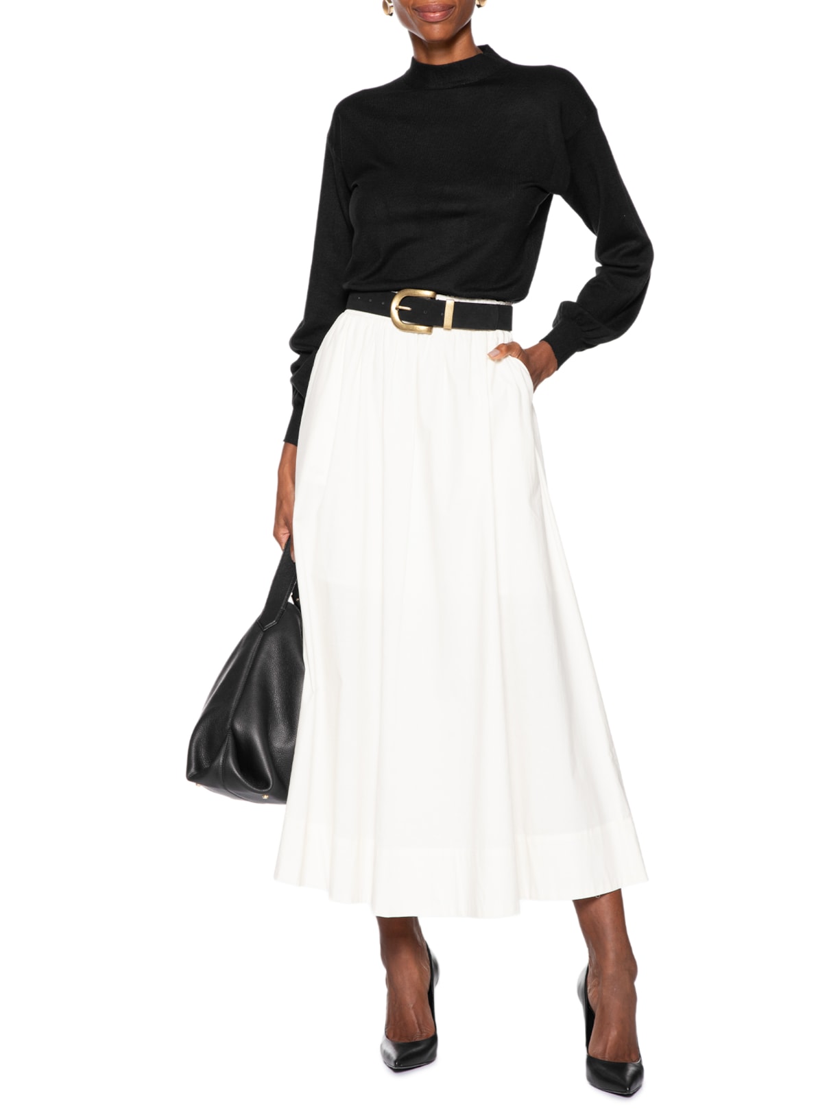 Blusa Feminina Manga Bufante Em Tricot Preto '2Essential