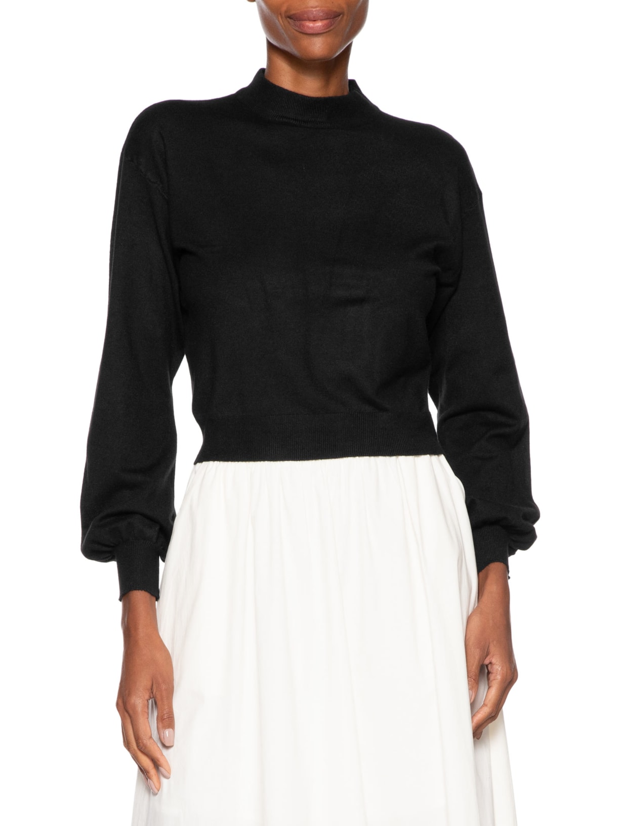 Blusa Feminina Manga Bufante Em Tricot Preto '2Essential