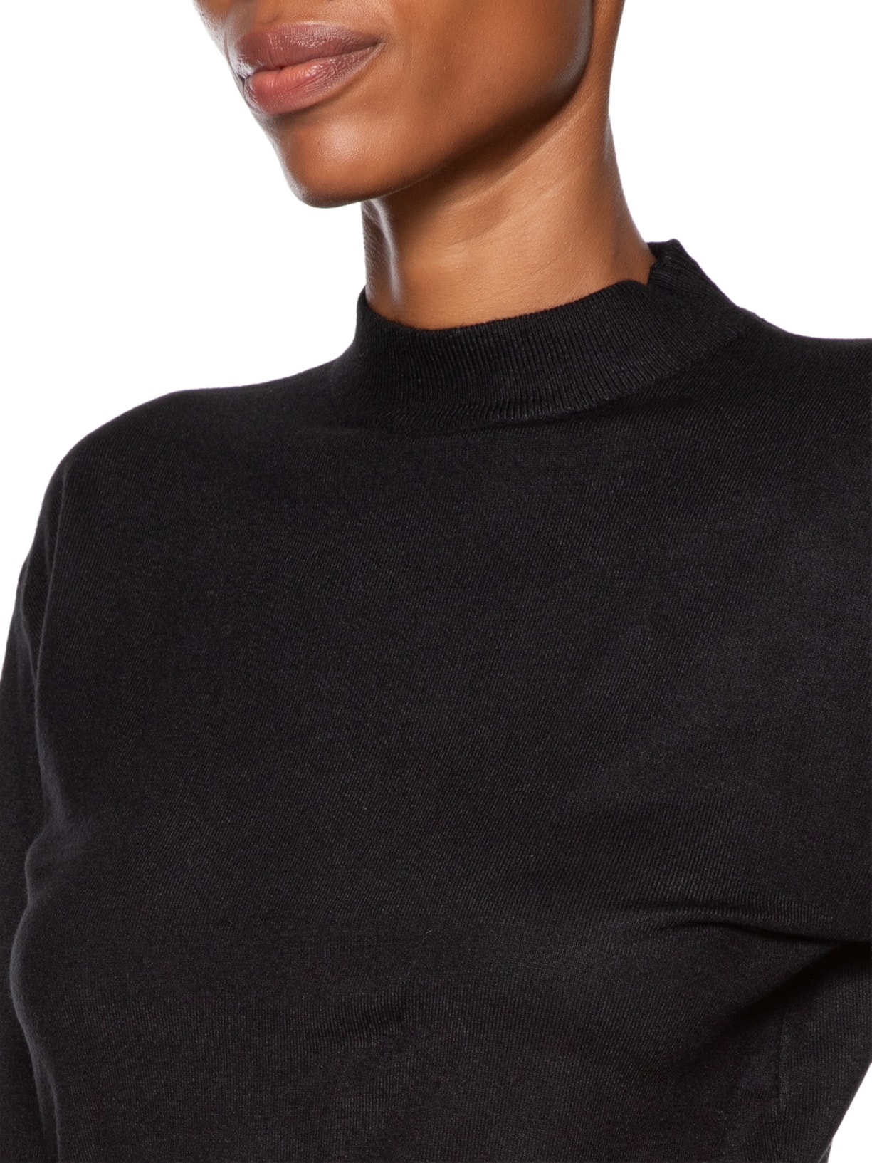 Blusa Feminina Manga Bufante Em Tricot Preto '2Essential