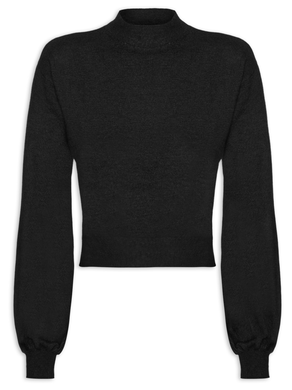 Blusa Feminina Manga Bufante Em Tricot - Preto