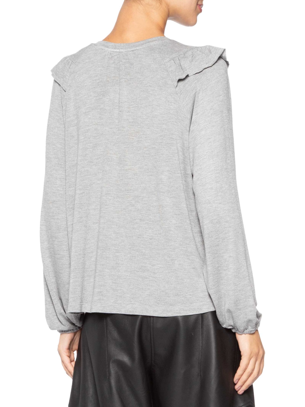 Blusa Feminina Manga Comprida Babado Cinza Animale