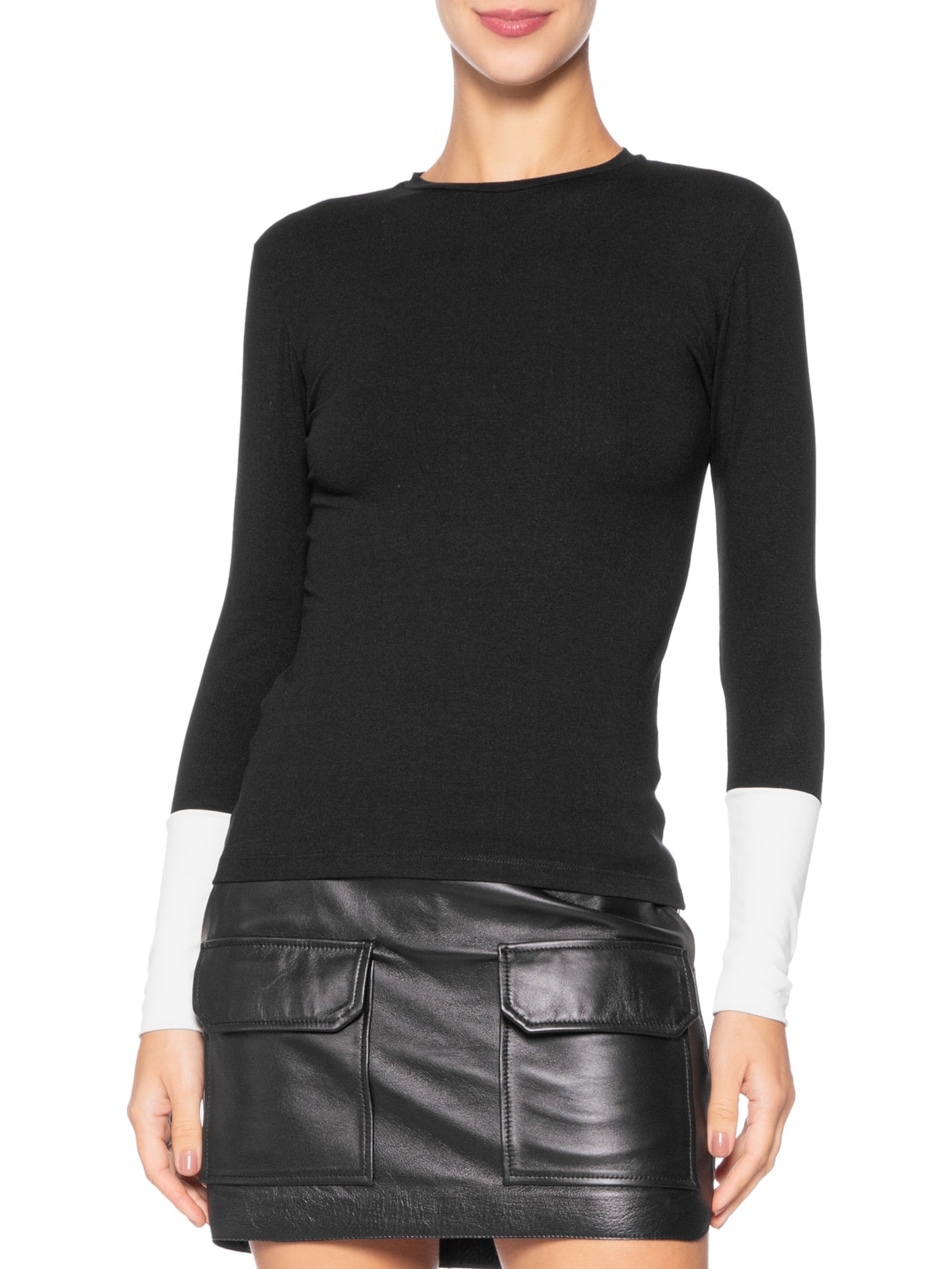 Blusa Feminina Manga Comprida Bicolor P&B Preto Animale