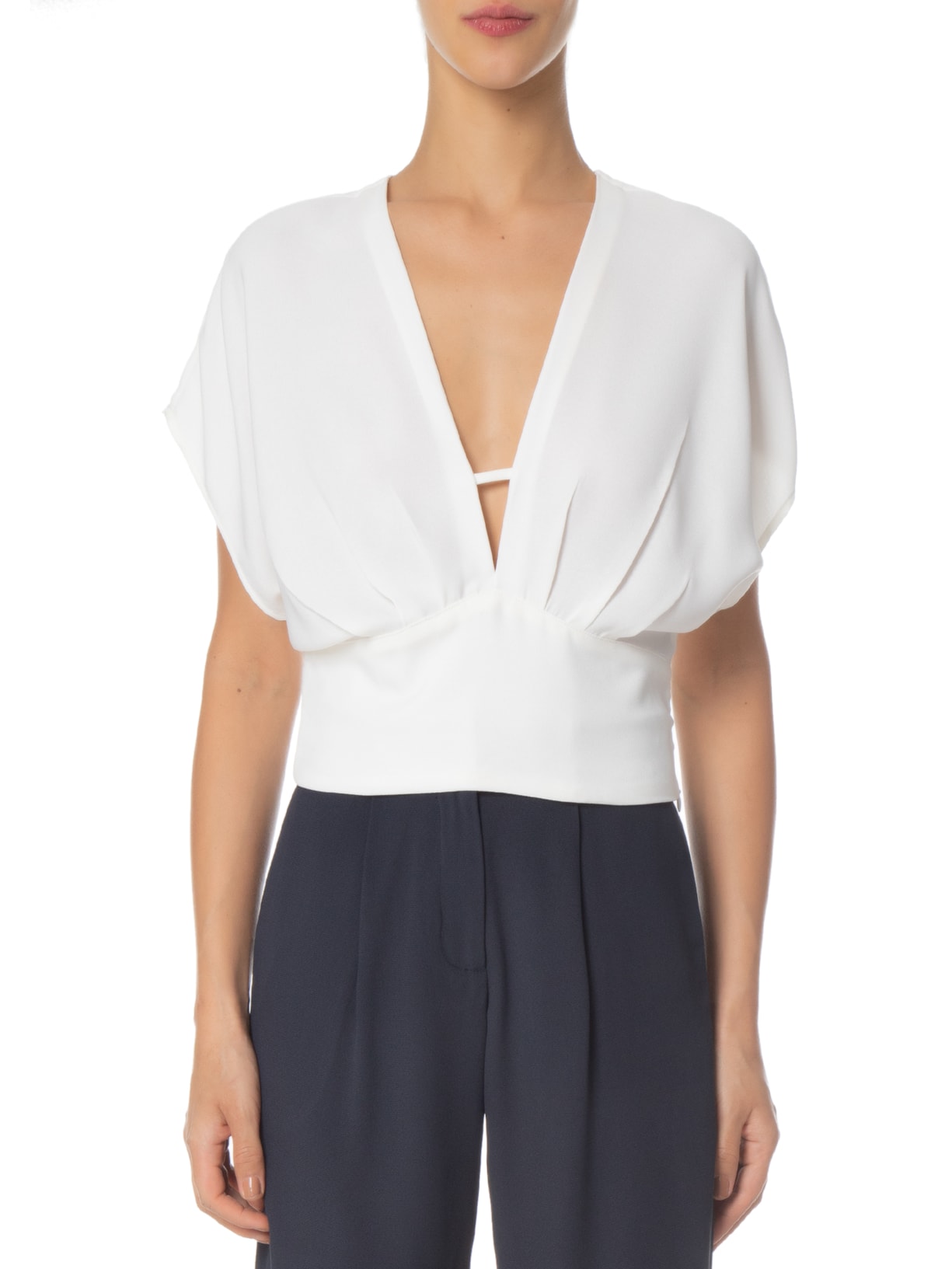 Blusa Feminina Manga Curta Amarração Branco '2Essential