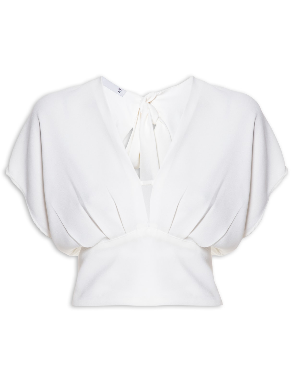 Blusa Feminina Manga Curta Amarração Branco '2Essential