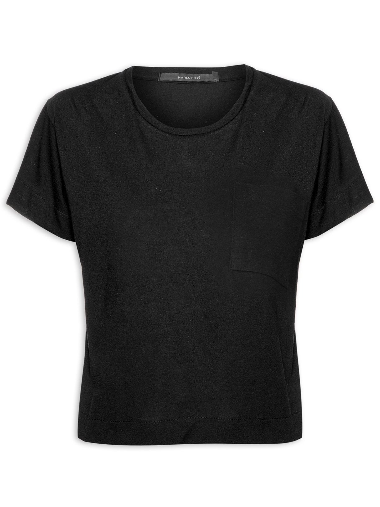 Blusa Feminina Manga Curta Bolso - Preto