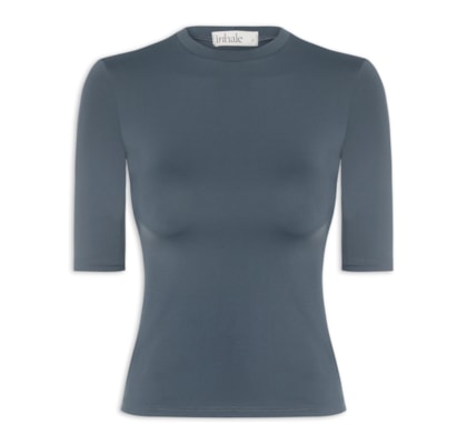 Blusa Feminina Manga Curta Ciclista - Cinza