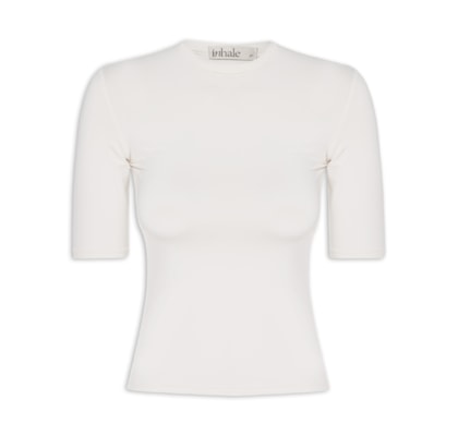 Blusa Feminina  Manga Curta Ciclista - Off White