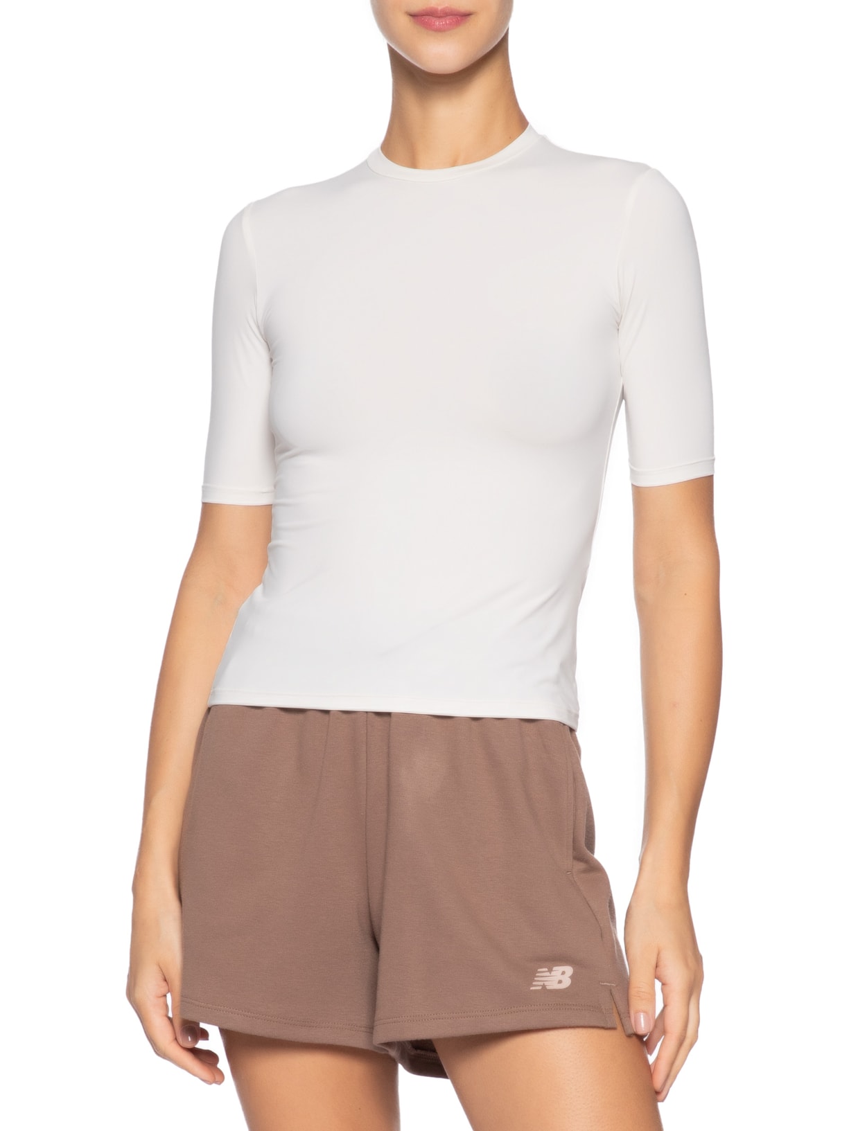 Blusa Feminina  Manga Curta Ciclista Off White Inhale