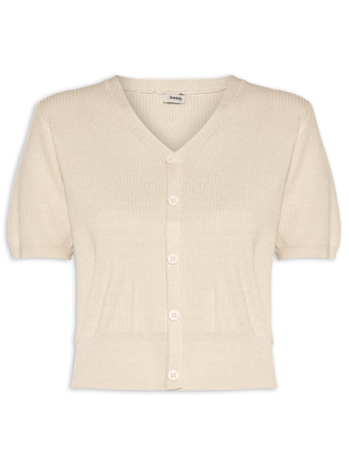 Blusa Feminina Manga Curta Com Botões - Off White
