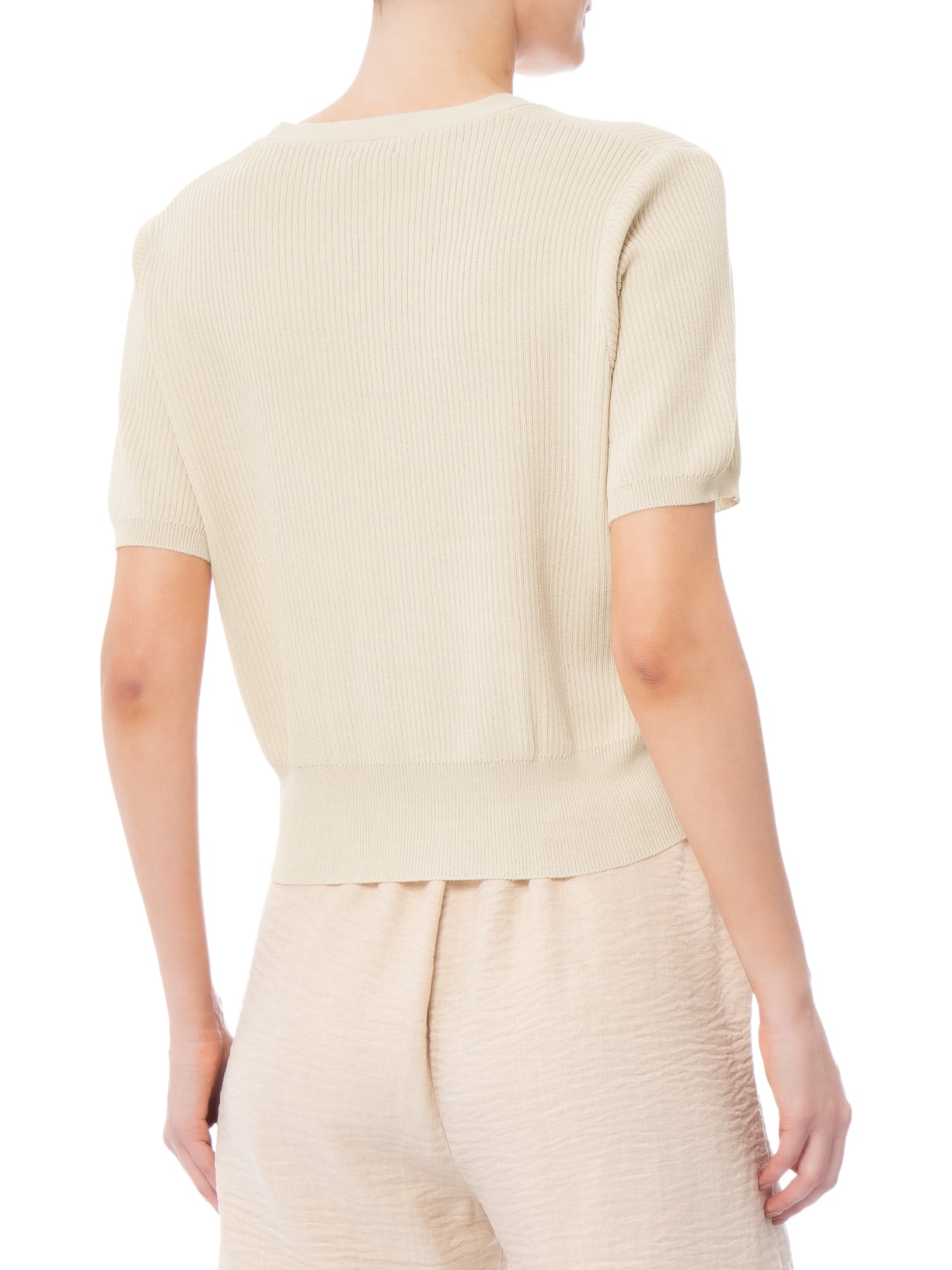 Blusa Feminina Manga Curta Com Botões Off White Basiq